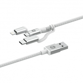 Mophie Καλώδιο Φόρτισης & Μεταφοράς Δεδομένων 3 in 1 USB σε Micro / Lightining / Type-C - 1m - White (409903219)