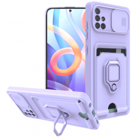 Bodycell Multifunction - Ανθεκτική Θήκη Samsung Galaxy A51 με Λουράκι Λαιμού / Κάλυμμα Κάμερας / Ring Holder / Υποδοχή Κάρτας - Purple (5206015013058)