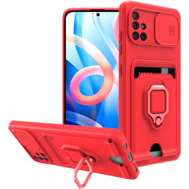 Bodycell Multifunction - Ανθεκτική Θήκη Samsung Galaxy A51 με Λουράκι Λαιμού / Κάλυμμα Κάμερας / Ring Holder / Υποδοχή Κάρτας - Red (5206015013065)