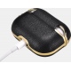 iCarer Electroplating PU Leather Θήκη για Apple AirPods Pro 1st Gen - Black / Gold (IAP054-BK)