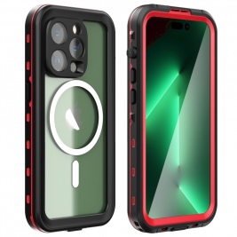 Θήκη αδιάβροχη iPhone 14 Pro 6.1'' Waterproof Covering Clear Back case Redpepper-Black/Red