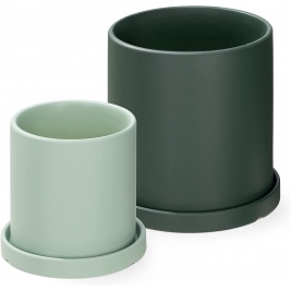 Navaris Ceramic Plant Pot - Σετ με 2 Κεραμικές Γλάστρες / Κασπώ / Ζαρντινιέρες - S - L - Green Shade (56332.3.07)
