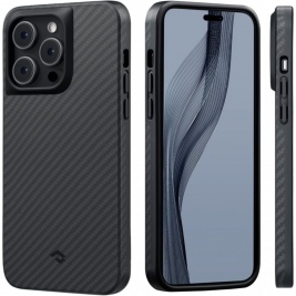 Pitaka MagEZ Case Pro 3 - Ανθεκτική MagSafe Θήκη Aramid Fiber Body με TPU - Apple iPhone 14 Pro - 1.6mm - 1500D - Black / Grey / Twill (KI1401PP)