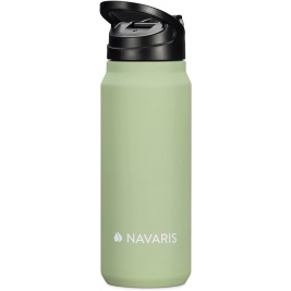 Navaris Water Jag - Μπουκάλι Νερού με Διπλά Τοιχώματα από Ανοξείδωτο Ατσάλι με Ενσωματωμένη Λαβή Μεταφοράς - BPA Free - 700ml - Green (59216.2.07)