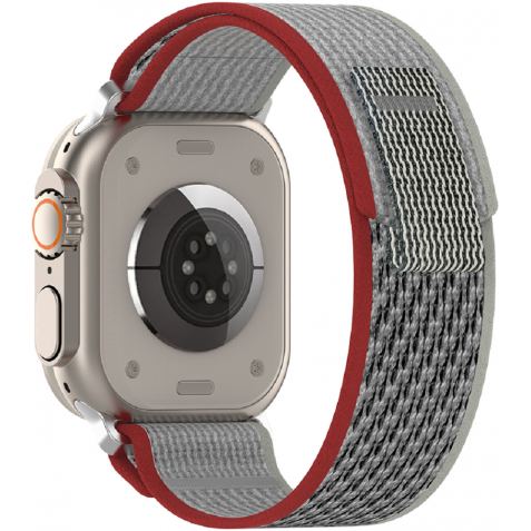 Techsuit Watchband W039 - Nylon Λουράκι Apple Watch Ultra/SE/8/7/6/5/4 (49/45/44mm) - Red / Grey (5949419001886)