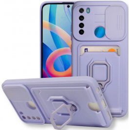 Bodycell Multifunction - Ανθεκτική Θήκη Xiaomi Redmi Note 8 / Note 8 2021 με Λουράκι Λαιμού / Κάλυμμα Κάμερας / Ring Holder / Υποδοχή Κάρτας - Purple (5206015013287)