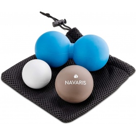 Navaris Lacrosse Massage Ball - Σετ 3 Μπάλες Lacrosse για Μασάζ - Grey / Blue / White (52926.22.04)
