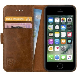 Rosso Deluxe Δερμάτινη Θήκη Πορτοφόλι Apple iPhone SE / 5S / 5 - Brown (8719246113307)