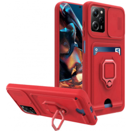 Bodycell Multifunction - Ανθεκτική Θήκη Xiaomi Redmi Note 12 Pro 5G / Poco X5 Pro με Λουράκι Λαιμού / Κάλυμμα Κάμερας / Ring Holder / Υποδοχή Κάρτας - Red (5206015015892)