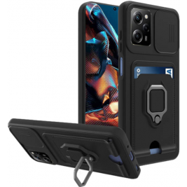 Bodycell Multifunction - Ανθεκτική Θήκη Xiaomi Redmi Note 12 Pro 5G / Poco X5 Pro με Λουράκι Λαιμού / Κάλυμμα Κάμερας / Ring Holder / Υποδοχή Κάρτας - Black (5206015015878)