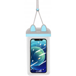 Usams US-YD010 Kitty Universal Waterproof Mobile Bag - Αδιάβροχη Θήκη για Κινητά έως 7'' - IPX8 - Turquoise / Gray (6958444971568)