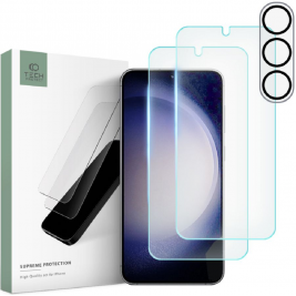 Tech-Protect Supreme Set - Σετ Tempered Glass 2 x Αντιχαρακτικά Προστατευτικά Οθόνης και 1 x Κάμερας - Samsung Galaxy S23 - Clear (9490713929339)