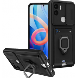 Bodycell Multifunction - Ανθεκτική Θήκη Xiaomi Redmi A2 Plus / A1 Plus με Λουράκι Λαιμού / Κάλυμμα Κάμερας / Ring Holder / Υποδοχή Κάρτας - Black (5206015017582)