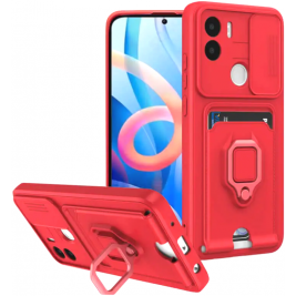 Bodycell Multifunction - Ανθεκτική Θήκη Xiaomi Redmi A2 Plus / A1 Plus με Λουράκι Λαιμού / Κάλυμμα Κάμερας / Ring Holder / Υποδοχή Κάρτας - Red (5206015017605)