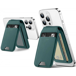 ESR HaloLock Wallet Stand - MagSafe Θήκη - Πορτοφόλι για Κάρτες / Αναδιπλούμενη Βάση από Vegan Δέρμα - Green Suede (4894240168523)