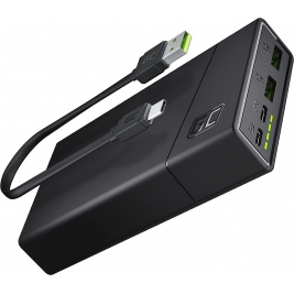 Green Cell PowerPlay 20 - PowerBank Φορητή Μπαταρία Γρήγορης Φόρτισης 20.000mAh με 2 x USB-A / 2 x Type-C - 18W - Black (PBGC03)