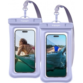 Spigen A610 Aqua Shield Universal Waterproof Floating Case - Αδιάβροχη Θήκη για Κινητά / Smartphones έως 6.8'' - IPX8 - Aqua Blue - 2 Τεμάχια (ACS06016)