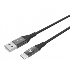 Celly Color Data Cable - Καλώδιο Φόρτισης και Μεταφοράς Δεδομένων USB-A σε Type-C - 150cm - 3A - Black (USBTYPECCOLORBK)
