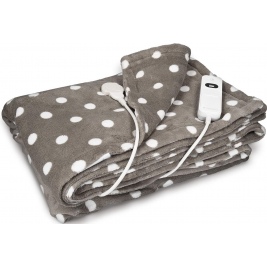 Navaris Electric Heating Blanket - Ηλεκτρική Θερμαινόμενη Πλενόμενη Κουβέρτα με Χρονοδιακόπτη για Αυτόματη Απενεργοποίηση - 180 x 130 cm - 120W - Dark Gray with Dots (45274.02.01)