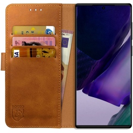 Rosso Element PU Θήκη Πορτοφόλι Samsung Galaxy Note 20 Ultra - Light Brown (8719246252679)