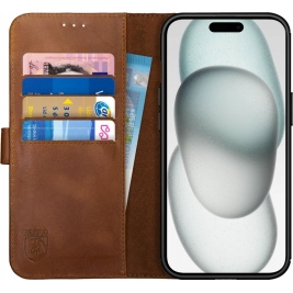 Rosso Deluxe Δερμάτινη Θήκη Πορτοφόλι Apple iPhone 15 Plus - Brown (8719246401527)