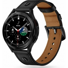 Tech-Protect Δερμάτινο Λουράκι Screwband - Samsung Galaxy Watch 6 / 5 / 5 Pro / Watch 4 / Classic 4 (46/45/44/42/40mm) - Black (9589046917233)