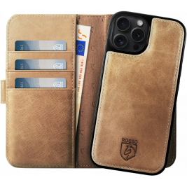 Rosso Elite - MagSafe Δερμάτινη Θήκη / Πορτοφόλι - Apple iPhone 15 Pro Max - Light Brown (8719246420054)