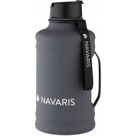Navaris Μπουκάλι Νερού με Χερούλι από Ανοξείδωτο Ατσάλι - BPA Free - 2.2 L - Dark Gray (54596.73)