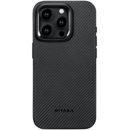Pitaka MagEZ Case Pro 4 - Ανθεκτική MagSafe Θήκη Aramid Fiber Body με TPU - Apple iPhone 15 Pro Max - 1.6mm - 600D - Black / Grey / Twill (KI1501PMPA)