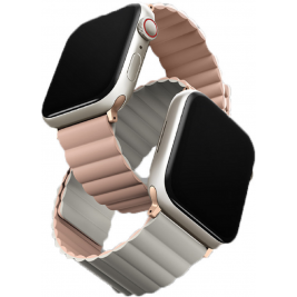 Uniq Revix Μαγνητικό Λουράκι Premium Σιλικόνης Apple Watch Ultra2/Ultra1/SE/9/8/7/6/5/4 (49/45/44mm) - Pink / Beige (UNIQ-45MM-REVPNKBEG)