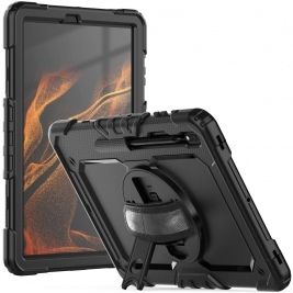 Tech-Protect Ανθεκτική Θήκη Solid 360 με Λαβή / Backstand / Ζώνη Μεταφοράς - Samsung Galaxy Tab S8 Plus / S7 Plus / S7 FE 12.4 - Black (9490713929032)