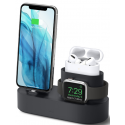 Elago 3 in 1 Charging Hub Pro - Βάση Σιλικόνης για τον Φορτιστή Apple Watch / για Καλώδιο iPhone - AirPods - Black (EST-TRIOPRO-BK)