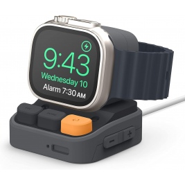 Elago W9 Stand Ultra Apple Watch Charging Station - Βάση Σιλικόνης για Φορτιστή Apple Watch Ultra2/Ultra1/SE/9/8/7/6/5/4/3/2/1 (49/45/44/42/41/40/38mm) - Samsung Galaxy Watch 5 / 5 Pro - Dark Gray (EST-WT9-ULTRA-DGY)