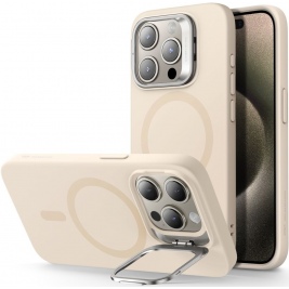 ESR Cloud Soft with Stash Stand - Ανθεκτική MagSafe Θήκη Σιλικόνης Apple iPhone 15 Pro με Kickstand - Light Tan (4894240178577)