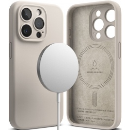 Ringke Silicone Magnetic - Ανθεκτική MagSafe Θήκη Σιλικόνης - Apple iPhone 15 Pro - Stone (8809919307956)