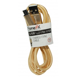 Καλώδιο φόρτισης FoneFX USB to Type-C 3.1A 1m-gold