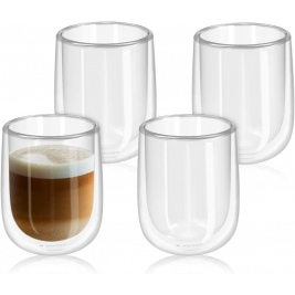 Navaris Set of 4 Double Walled Glass Mugs - Σετ 4 Γυάλινες Κούπες Διπλής Όψεως - 450ml - Transparent (47547.01.3)