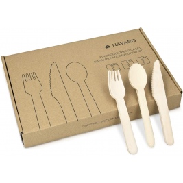 Navaris Disposable Wooden Cutlery Set - Σετ Ξύλινα Βιοδιασπώμενα Μαχαιροπίρουνα - 200 Τεμάχια (50674.200.01)