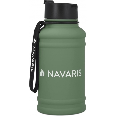 Navaris Μπουκάλι Νερού από Ανοξείδωτο Ατσάλι - BPA Free - 1.3 L - Dark Green (52873.80)