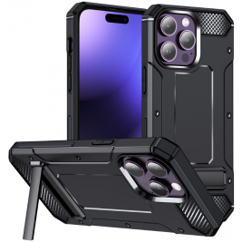 Techsuit Hybrid Armor Kickstand - Ανθεκτική Θήκη Apple iPhone 15 Pro Max με Kickstand - Black (5949419067981)