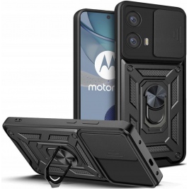 Techsuit CamShield - Ανθεκτική Θήκη με Κάλυμμα για την Κάμερα - Μεταλλικό Ring Holder - Motorola Moto G73 - Black (5949419070585)