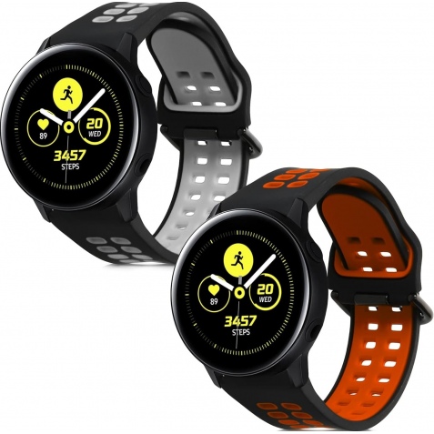 KW Λουράκι Σιλικόνης Samsung Galaxy Watch 5 / Watch 5 Pro - 2 Τεμάχια - Black / Grey / Black / Orange (59477.03)
