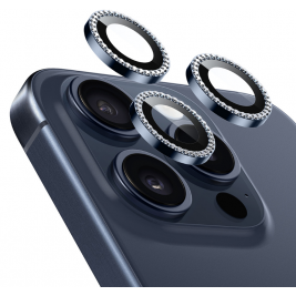 ESR Armorite Camera Lens Protectors - Αντιχαρακτικό Γυαλί Προστασίας για Φακό Κάμερας - Apple iPhone 15 Pro / 15 Pro Max - Rhinestone Blue (4894240174180)