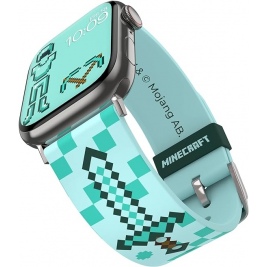 MobyFox Minecraft - Universal Λουράκι Σιλικόνης για Όλα τα Apple Watch - Smartwatches (22mm) με 20 Digital Watch Faces για iOS - Iconic Diamond (810083254296)
