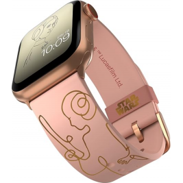 MobyFox Star Wars - Universal Λουράκι Σιλικόνης για Όλα τα Apple Watch - Smartwatches (22mm) με 20 Digital Watch Faces για iOS - Leia Organa Gold Edition (810083250182)
