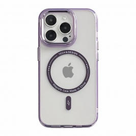Θήκη Transparent TPU+PC Case for iPhone 15 Pro Max Drop-proof Compatible with MagSafe-purple