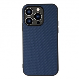 Θήκη iphone 15 Pro Carbon Fiber Texture PU leather Coated TPU-blue