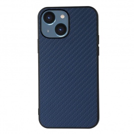 Θήκη iphone 15 Plus Carbon Fiber Texture PU leather Coated TPU-Blue