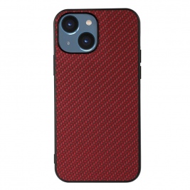 Θήκη iphone 15 Plus Carbon Fiber Texture PU leather Coated TPU-Red