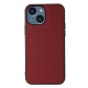 Θήκη iphone 15 Carbon Fiber Texture PU leather Coated TPU- Red